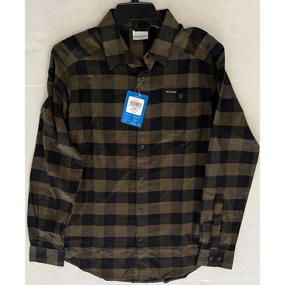 Columbia Mens Sz Small Cornell Woods Button Shirt Olive Green Buffalo Check $60 - Picture 6 of 6